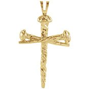 Large 14K Gold Nails Cross Pendant for Men
