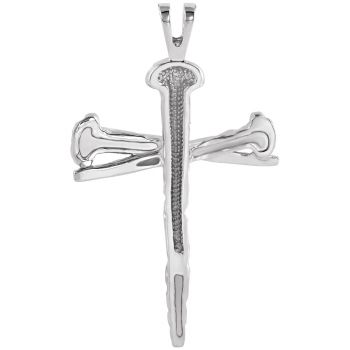 Large Men's Sterling Silver Nails Cross Pendant 3