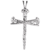 Large 14K White Gold Cross of Nails Pendant for Men