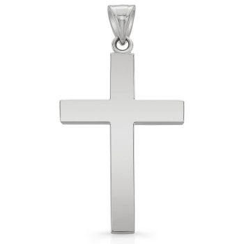 Large Platinum Plain Cross Pendant for Men 2
