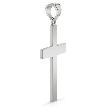 Large Platinum Plain Cross Pendant for Men 3