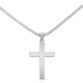 Large Platinum Plain Cross Pendant for Men 4