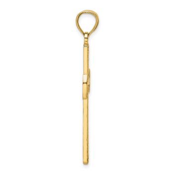 Large Polished Beaded Cross Pendant in 14K Gold 2