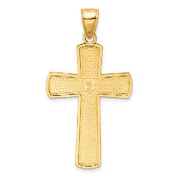 Large Polished Beaded Cross Pendant in 14K Gold 3