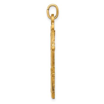 Large 14K Gold Brushed 4-Way Jerusalem Cross Pendant 2
