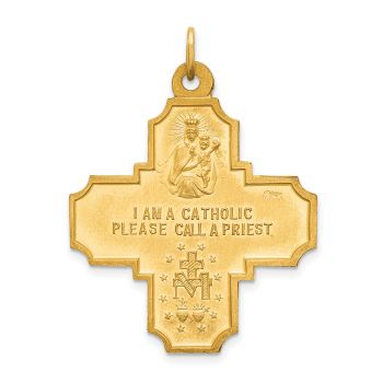 Large 14K Gold Brushed 4-Way Jerusalem Cross Pendant 3