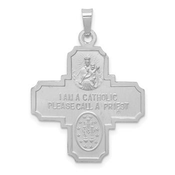 14K White Gold Large 4-Way Jerusalem Cross Pendant 3