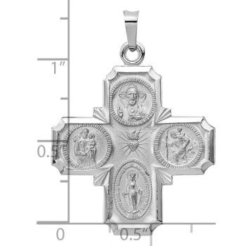 14K White Gold Large 4-Way Jerusalem Cross Pendant 4