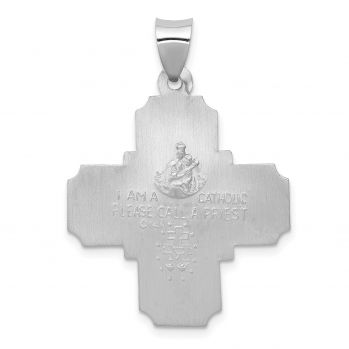 Large 14K White Gold Hollow 4-Way Jerusalem Cross Pendant 3