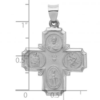 Large 14K White Gold Hollow 4-Way Jerusalem Cross Pendant 4