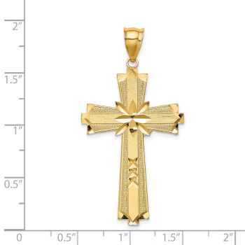 Large 14K Gold Textured Diamond-Cut Cross Pendant 3