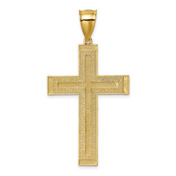 Large Textured Diamond-Cut Cross Pendant in 14K Two-Tone Gold 3