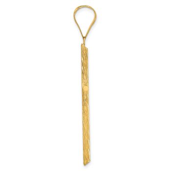 Large 14K Gold Textured Tube Cross Pendant for Men 2