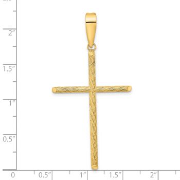 Large 14K Gold Textured Tube Cross Pendant for Men 4
