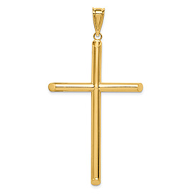 Large 14K Gold Men's Tube Cross Pendant