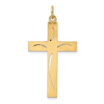 14K Gold Cut-Out Engraved Dove Cross Pendant 3