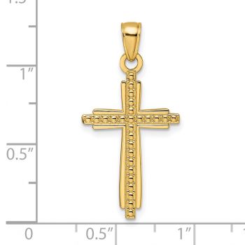 14K Gold Layered Beaded Cross Pendant 4