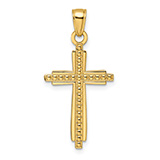 14K Gold Layered Beaded Cross Pendant