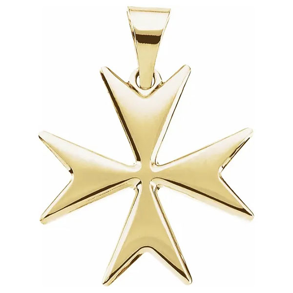 14K Gold 8-Pointed Maltese Cross Pendant