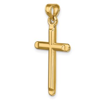 14K Gold Medium Plain Tube Cross Pendant 4
