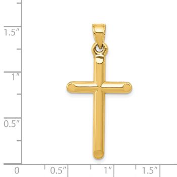 14K Gold Medium Plain Tube Cross Pendant 5