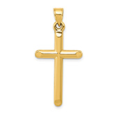 14K Gold Medium Plain Tube Cross Pendant