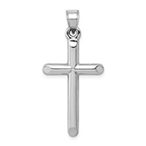 Medium Plain Tube Cross Pendant in 14K White Gold