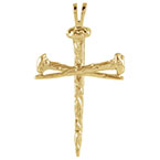 18K Gold Men's Nails Cross Pendant