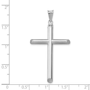 Men's 14K White Gold Polished Tube Cross Pendant 3