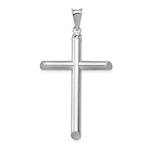 Men's 14K White Gold Polished Tube Cross Pendant
