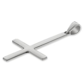 Platinum Plain Upside Down Cross Pendant for Men 2