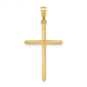 14K Gold Beveled Tube Cross Pendant for Men 3