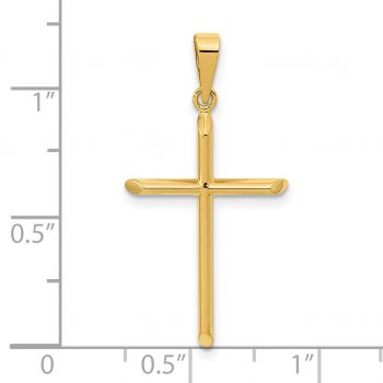 14K Gold Beveled Tube Cross Pendant for Men 4