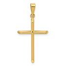 14K Gold Beveled Tube Cross Pendant for Men