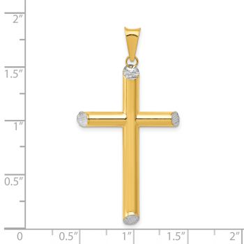 Men's Diamond-Cut Tube Cross Pendant in 14K Two-Tone Gold 3