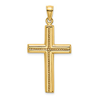 Men's 14K Gold Engraved Center Cross Pendant