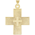 Men's Engraved Greek Cross Pendant in 14K Gold