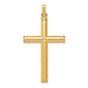 Men's Flat Back Rounded Cross Pendant in 14K Gold