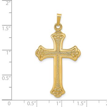 Men's Fleur de Lis Cross Pendant in 14K Solid Gold 3