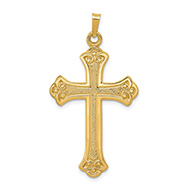 Men's Fleur de Lis Cross Pendant in 14K Solid Gold