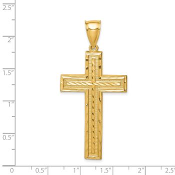 Men's Large 14K Gold Diamond-Cut Cross Pendant 3