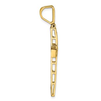 Large 14K Gold Diamond-Cut Filigree Cross Pendant for Men 2