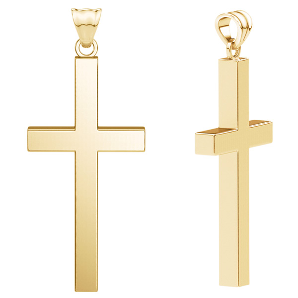 Men's Large Fully Solid 14K Gold Calvary Cross Necklace
