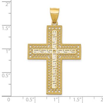Large 14K Gold Greek Key Cross Pendant for Men 4