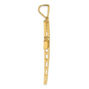 Men's Large Diamond-Cut Cross Pendant in 14K Gold 2