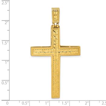 Men's Large Diamond-Cut Cross Pendant in 14K Gold 4
