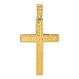 Men's Large Diamond-Cut Cross Pendant in 14K Gold