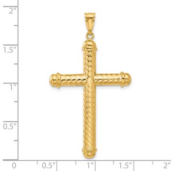 Large 14K Gold Polished Diamond-Cut Cross Pendant for Men 5