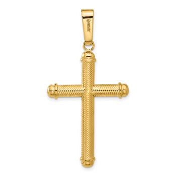 Men's Large Polished Textured Cross Pendant in 14K Gold 3