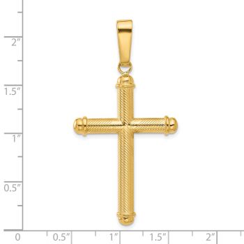 Men's Large Polished Textured Cross Pendant in 14K Gold 5